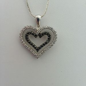 🎁 925 SS CZ heart inside heart pendant necklace